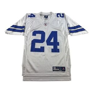 Dallas Cowboys Jersey Mens Small White Blue NFL Football Barber 24 Reebok